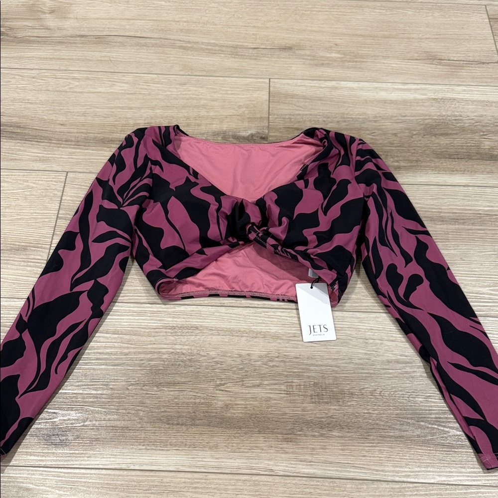 JETS Pink and Black Women's Bikini Top